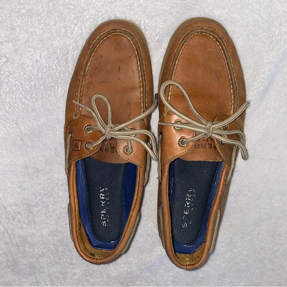 Sperry Top-Sider Mens 9 M Leather Boat Shoes Brown Cognac STS12002 Preppy Adult - Picture 5 of 13